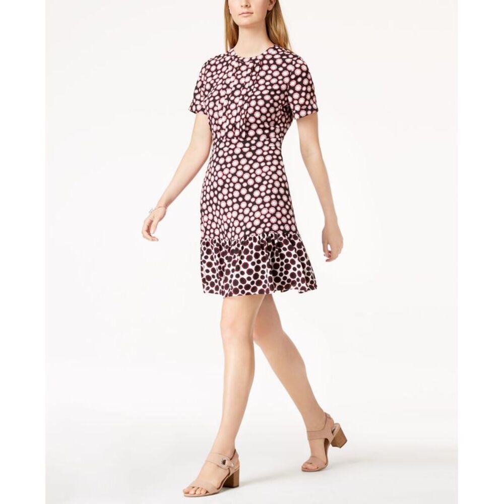 Maison Jules Printed Flounce Hem Dress